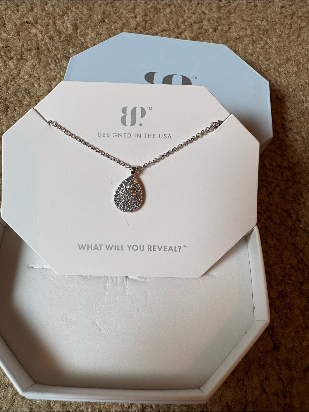 Sterling Silver Pave Teardrop Necklace - Designed in the USA